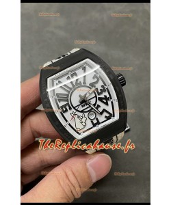 Franck Muller "Fr2nck" Vanguard Rabbit Edition Réplique Montre Suisse en Carbone Noir 
