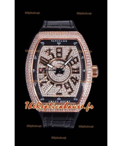 MontreFranck Muller Vanguard Crazy Hours Edition" en plaqué or rose - Chiffres noirs