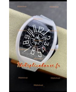 Franck Muller Vanguard Yachting Céramique blanche Cadran noir Montre réplique miroir 1:1 Suisse