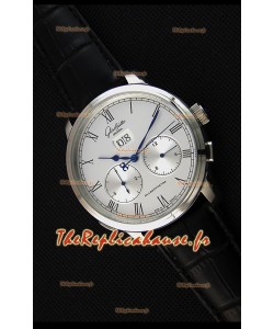 Montre japonaise Glashuette Réplique à double cadran avec un cadran blanc
