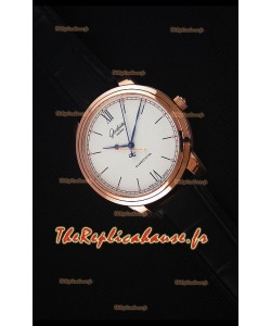 Glashuette Senator Excellence, Cadran Crème-Boîtier en Or Rose, Montre Réplique Suisse 