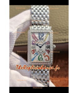 Montre Franck Muller Long Island Rose Montre suisse en acier inoxydable avec mouvement à quartz suisse