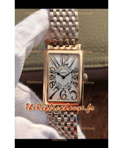 Montre suisse Franck Muller Long Island en or rose avec mouvement à quartz suisse