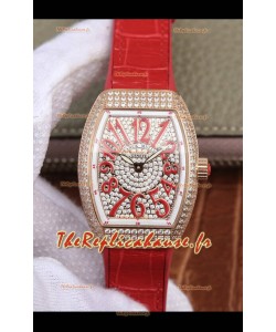 Montre Franck Muller Vanguard Ladies 1:1 Réplique Suisse 32mm Large Boîtier Or Rose