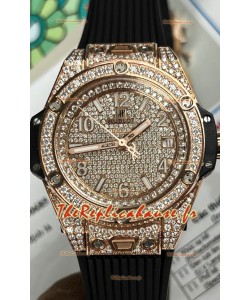 Hublot Big Bang One Click Diamants Cadran pavé Or Rose Suisse Réplique Montre 39MM
