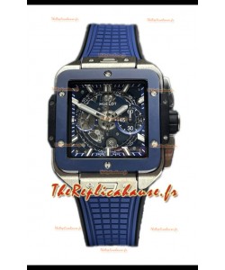 Hublot Square Bang Unico Montre chronographe en céramique bleue titane réplique 1:1 