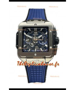 Hublot Square Bang Unico Montre chronographe bleue en titane réplique 1:1