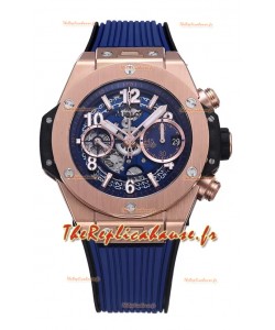 Hublot Big Bang Unico Boitier bleu or rose Edition miroir 1:1 Montre réplique suisse