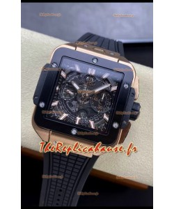 Hublot Square Bang Unico Montre chronographe en or rose et titane réplique miroir 1:1