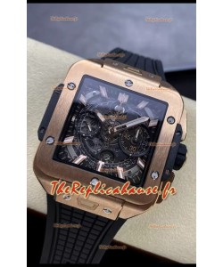 Hublot Square Bang Unico Montre chronographe en or rose et titane Réplique miroir 1:1