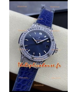 Hublot Classic Fusion Acier inoxydable 33MM Cadran Bleu Mouvement Quartz Suisse Montre de qualité miroir 1:1