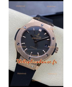 Hublot Classic Fusion Réplique Suisse Miroir 1:1 en Or Rose Boîtier Acier 904L Cadran Noir 38MM