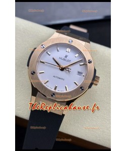Hublot Classic Fusion Réplique de Montre Suisse miroir 1:1 en Or Rose Boîtier Acier 904L Cadran Blanc 38MM