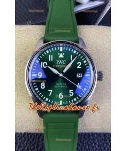 IWC Pilot MARK Series IW328205 1:1 Miroir Suisse Réplique Montre cadran vert Bracelet caoutchouc