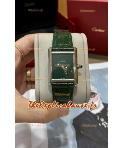 Montre Must De Cartier Tank Edition avec boîtier en acier inoxydable 904L, cadran vert