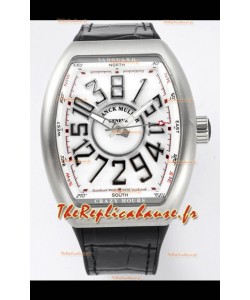 Franck Muller Vanguard Crazy Hours en acier inoxydable - Cadran blanc Réplique Suisse 