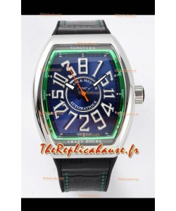 Franck Muller Vanguard Crazy Hours Acier Cadran Bleu Réplique Suisse 