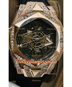 Hublot Big Bang UNICO Sang Bleu II Or Rose Diamants 1:1 Qualité Miroir Réplique Suisse 