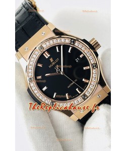 Hublot Classic Fusion Or Rose Cadran Noir Réplique Suisse 1:1 Qualité Miroir 