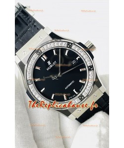 Hublot Classic Fusion Acier Inox Cadran Noir Réplique Montre Suisse 1:1 Qualité Miroir 