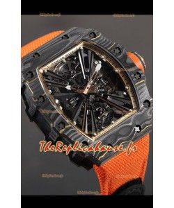 Richard Mille RM12-01 Boîtier en fibre de carbone Mouvement Tourbillon Authentique Réplique Montres Miroir 1:1