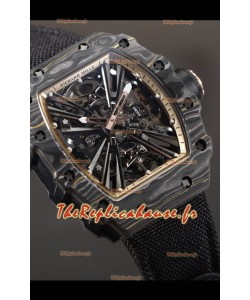 Richard Mille RM12-01 Boîtier en fibre de carbone Mouvement Tourbillon Authentique Réplique Montres Miroir 1:1