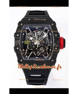 Richard Mille RM35-01 Rafael Nadal - Boîtier en fibre de carbone avec montre Super Clone Tourbillon Authentique 