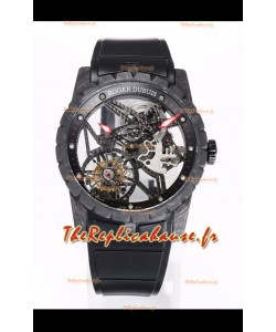 Roger Dubuis Excalibur Spider Flying Tourbillon Squelette Boîtier Carbone 42MM 1:1 Miroir Montre Suisse