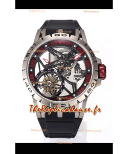 Roger Dubuis Excalibur Spider Flying Tourbillon Squelette Boîtier Titane 45MM 1:1 Miroir Montre Suisse