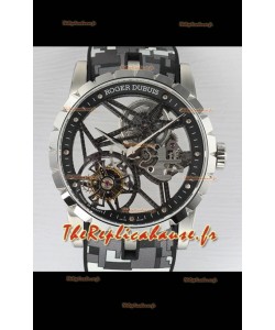 Roger Dubuis Excalibur Spider Flying Tourbillon Squelette Boîtier Acier 42MM 1:1 Miroir Montre Suisse