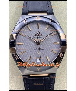 Omega Co-Axial Constellation 41MM Montre réplique 1:1 en acier 904L - Cadran gris 