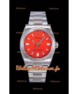 Montre Rolex Oyster Perpetual REF#124300 41MM mouvement Cal.3230 Cadran Rouge Acier 904L Réplique Miroir 1:1