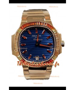 Patek Philippe Nautilus 7118R 35MM 1:1 Boîtier or rose Cadran bleu Montre réplique 1:1