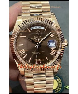 Rolex Day Date Presidential Montre en or rose 18 carats 40MM - Cadran marron Miroir 1:1