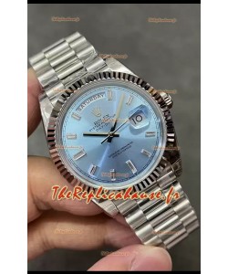 Rolex Day Date Presidential Montre en acier inoxydable ICE cadran bleu 40MM - Qualité miroir 1:1