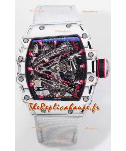 Richard Mille RM38-02 Boitier carbone Bubba Watson Mouvement Tourbillon Nylon Blanc Réplique miroir à l'échelle 1:1