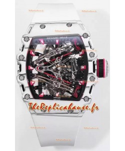 Richard Mille RM38-02 Boîtier carbone Bubba Watson Mouvement tourbillon caoutchouc blanc Réplique miroir 1:1