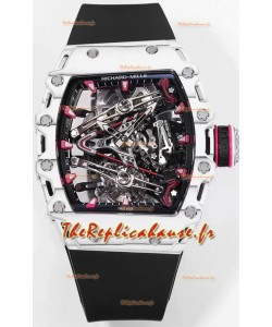 Richard Mille RM38-02 Carbone blanc Bubba Watson Caoutchouc noir Mouvement Tourbillon Réplique miroir 1:1