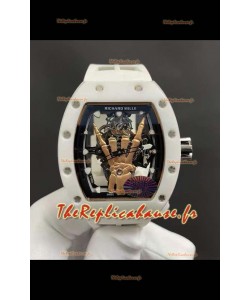 Richard Mille RM66 Flying Tourbillon Véritable Céramique Blanche Bracelet Blanc Superclone Replique Montre 