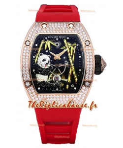 Montre Richard Mille RM26-01 Tourbillon Panda Boîtier Or Rose Mouvement Suisse 