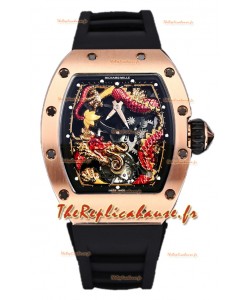 Montre Richard Mille RM057 en or rose avec cadran en forme de dragon et mouvement automatique suisse