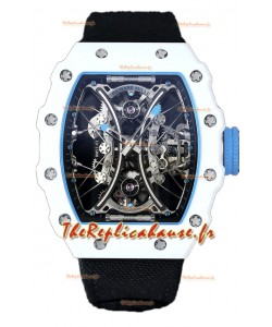 Richard Mille RM53-01 Pablo Mac Donough Boîtier TPT blanc Bracelet Nylon noir Montre Suisse Réplique