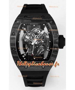 Montre Richard Mille RM055 Boîtier en carbone noir Caoutchouc noir Superclone 1:1 Tourbillon Authentique 