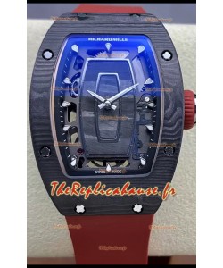 Richard Mille RM07 Boîtier carbone noir Bracelet rouge Superclone 1:1 Montre Suisse Réplique 