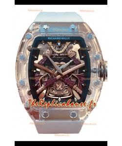 Richard Mille RM047 Samurai Véritable Montre Tourbillon Boîtier saphir -bracelet blanc