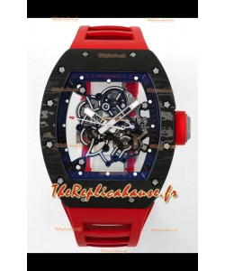 Richard Mille RM055 Boîtier en carbone noir Bracelet en caoutchouc rouge Tourbillon Superclone authentique 1:1 