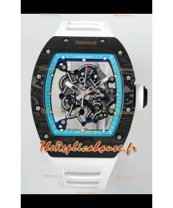 Richard Mille RM055 Boîtier en carbone noir Jantes bleues Montre Tourbillon Superclone Authentique 1:1 