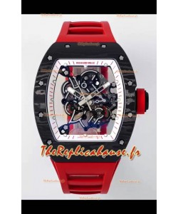 Richard Mille RM055 Boîtier carbone noir Montre superclone 1:1 Tourbillon Véritable 
