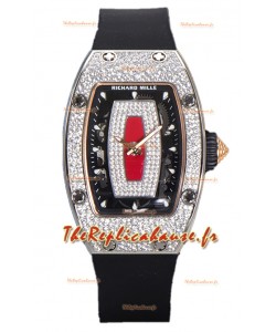 Montre Richard Mille RM007 Cadran rouge pavé de diamants Acier 904L Superclone Suisse