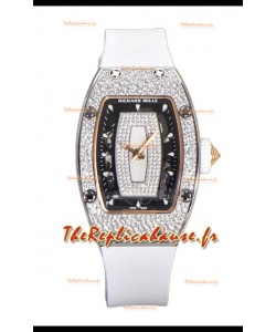 Richard Mille RM007 Pavé de Diamants Bracelet et Cadran Blanc 904L Montre Suisse Superclone